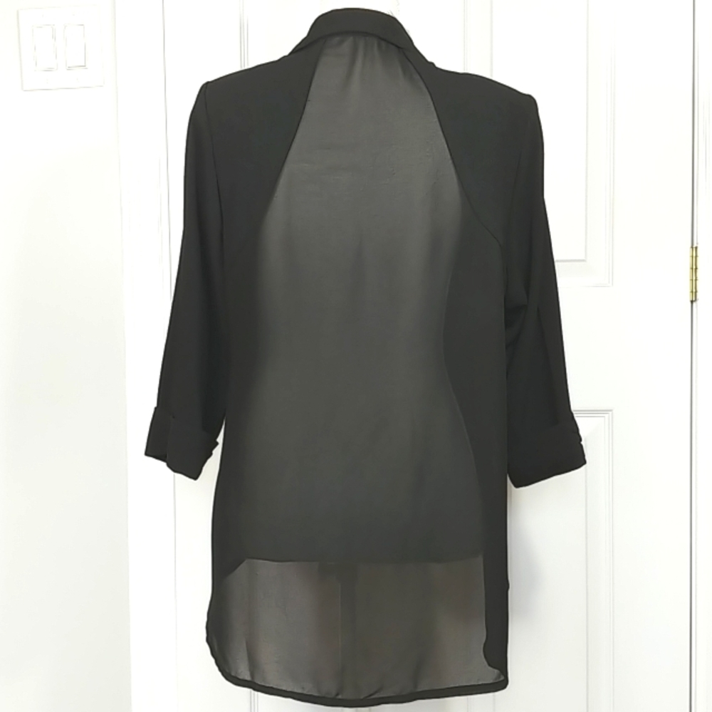 Sheer back black blazer, XL NWT Papillion